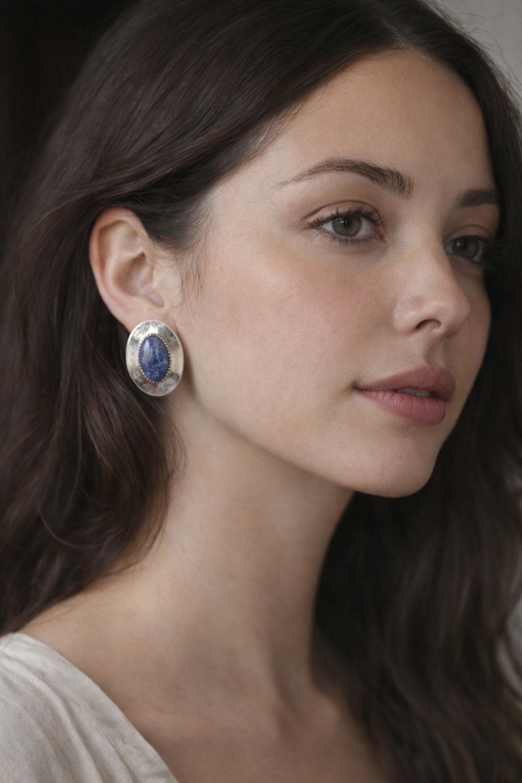 vintage sterling silver lapis lazuli earring