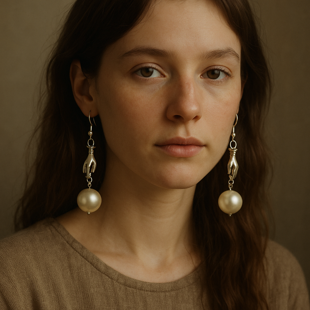 handmade silver plated earring with pearl pendant
