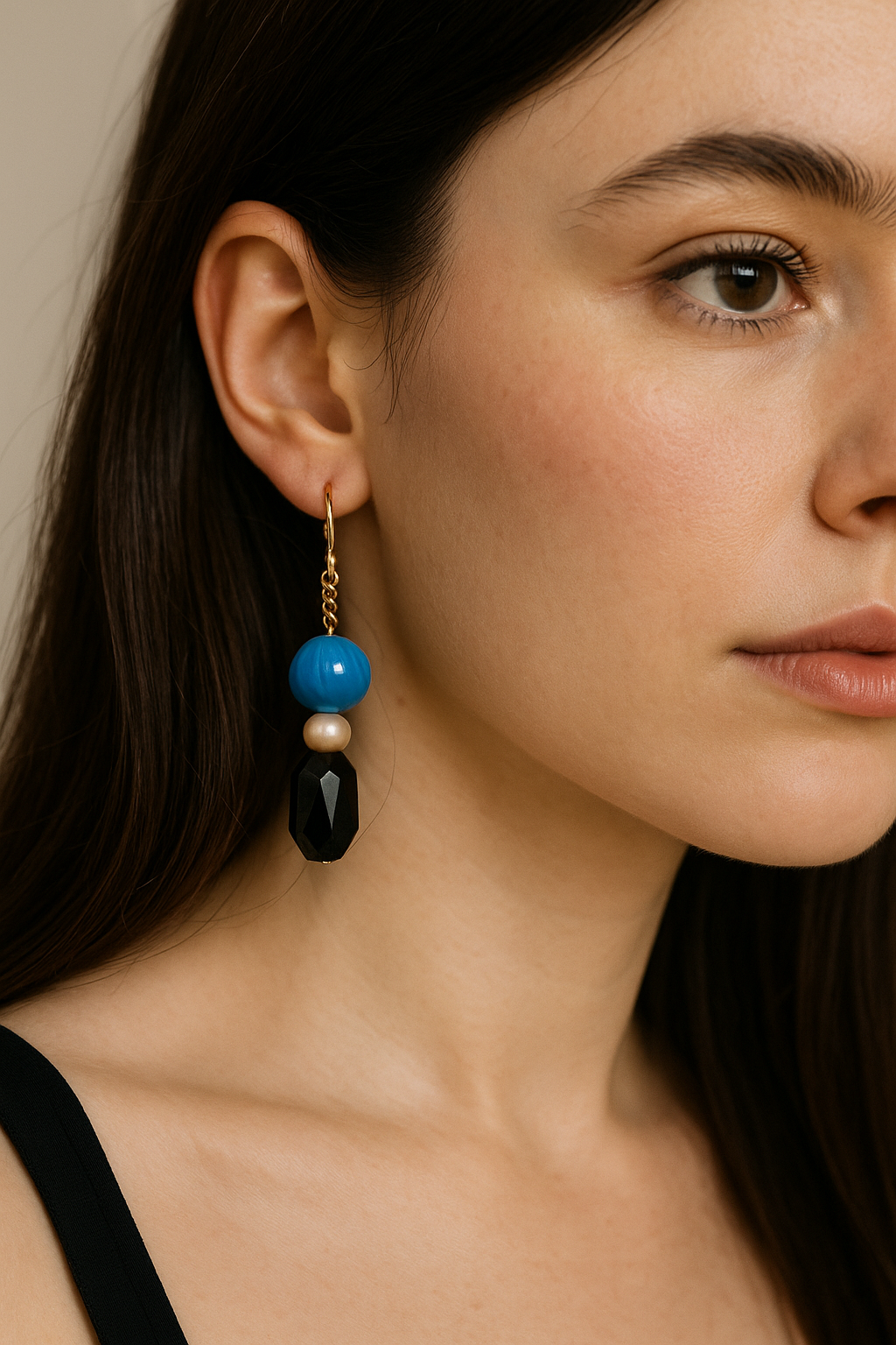 handmade obsidian and pearl earrings