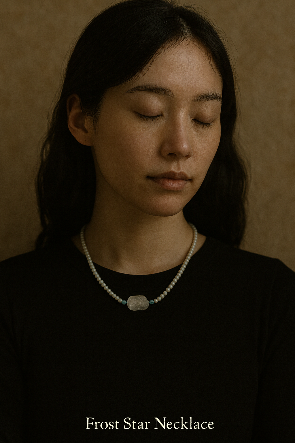 Frost Star Necklace-Raw Crystal, Amazonite & Pearl Holiday Edition | MinMin Handmade