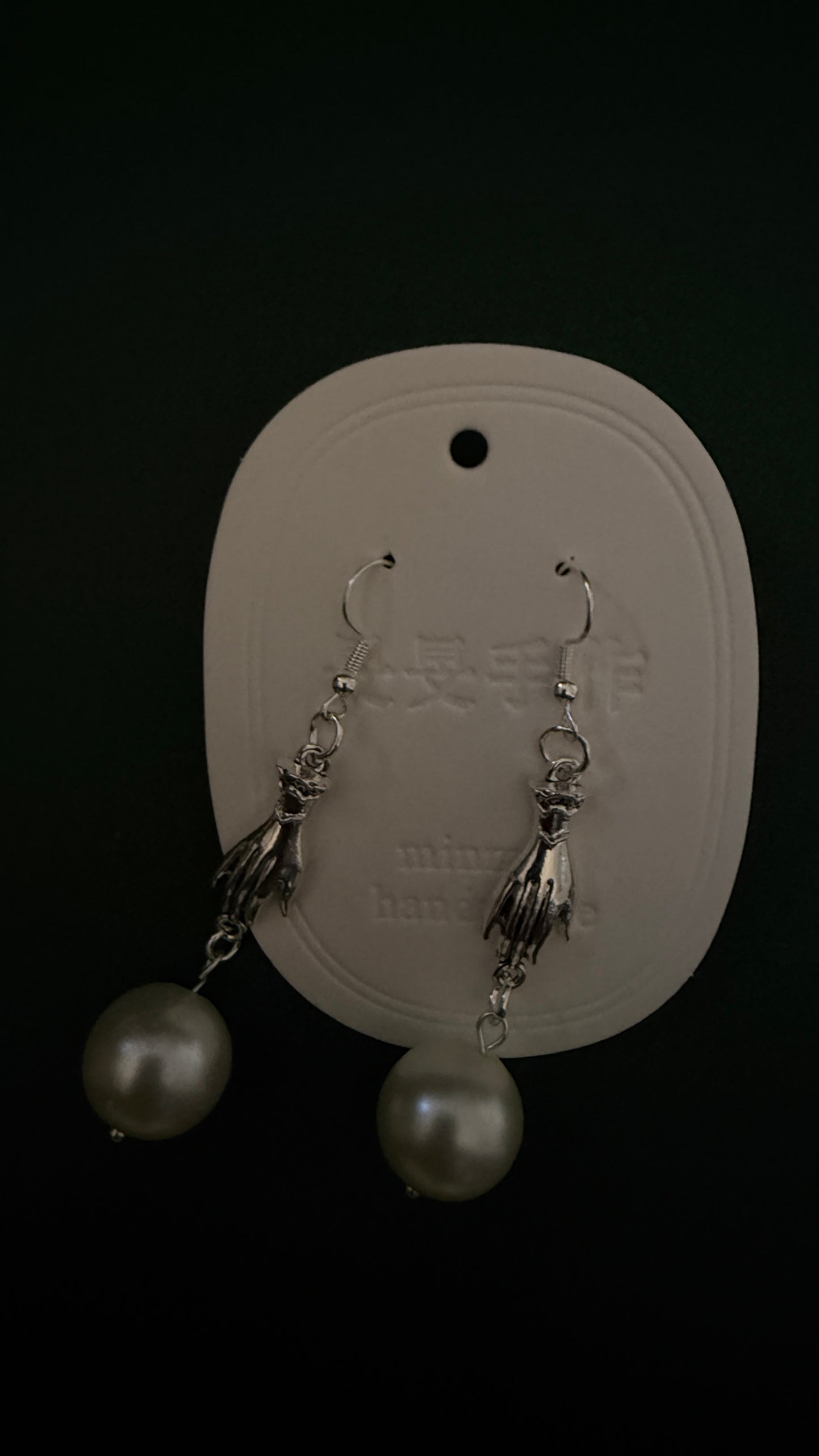 handmade silver plated earring with pearl pendant
