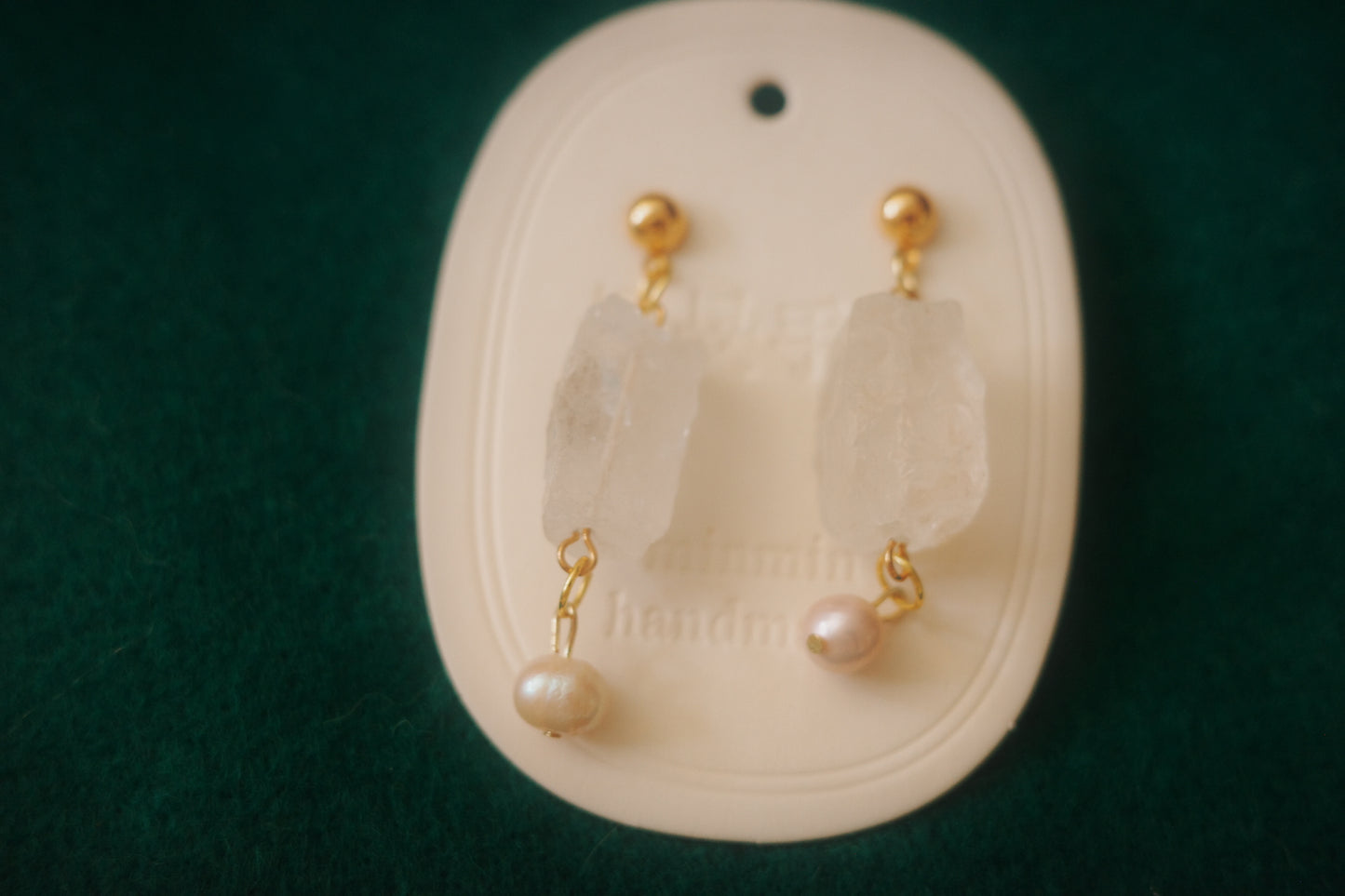 clear quartz and pearl earrings