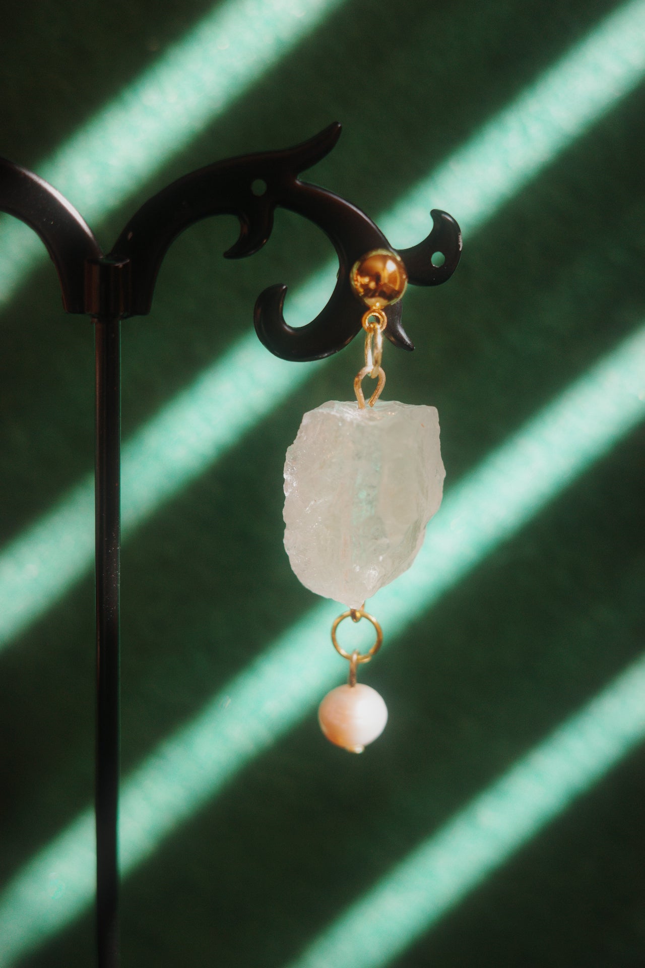 clear quartz and pearl earrings