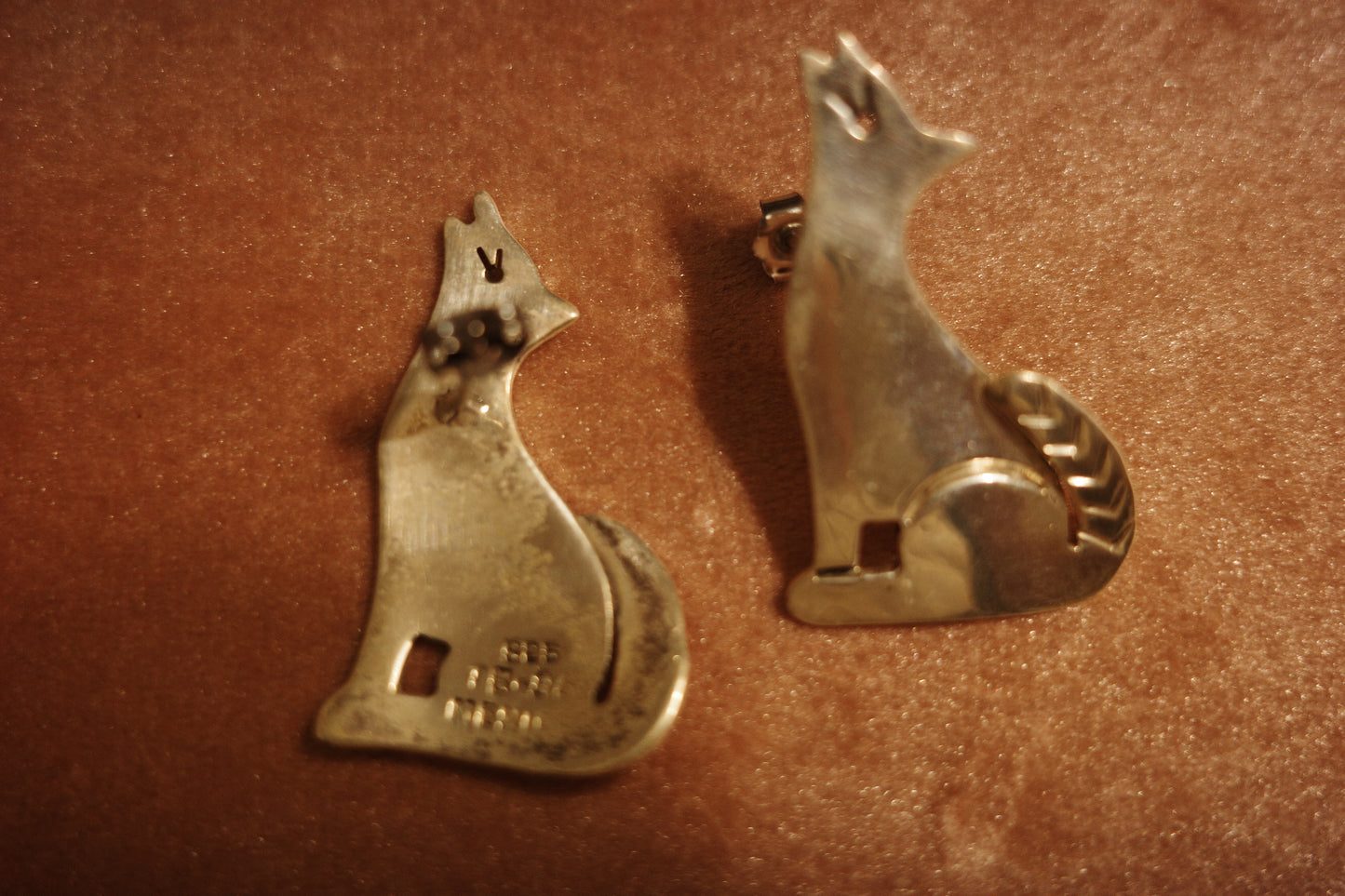 925 Vintage Taxco howling coyote Earrings