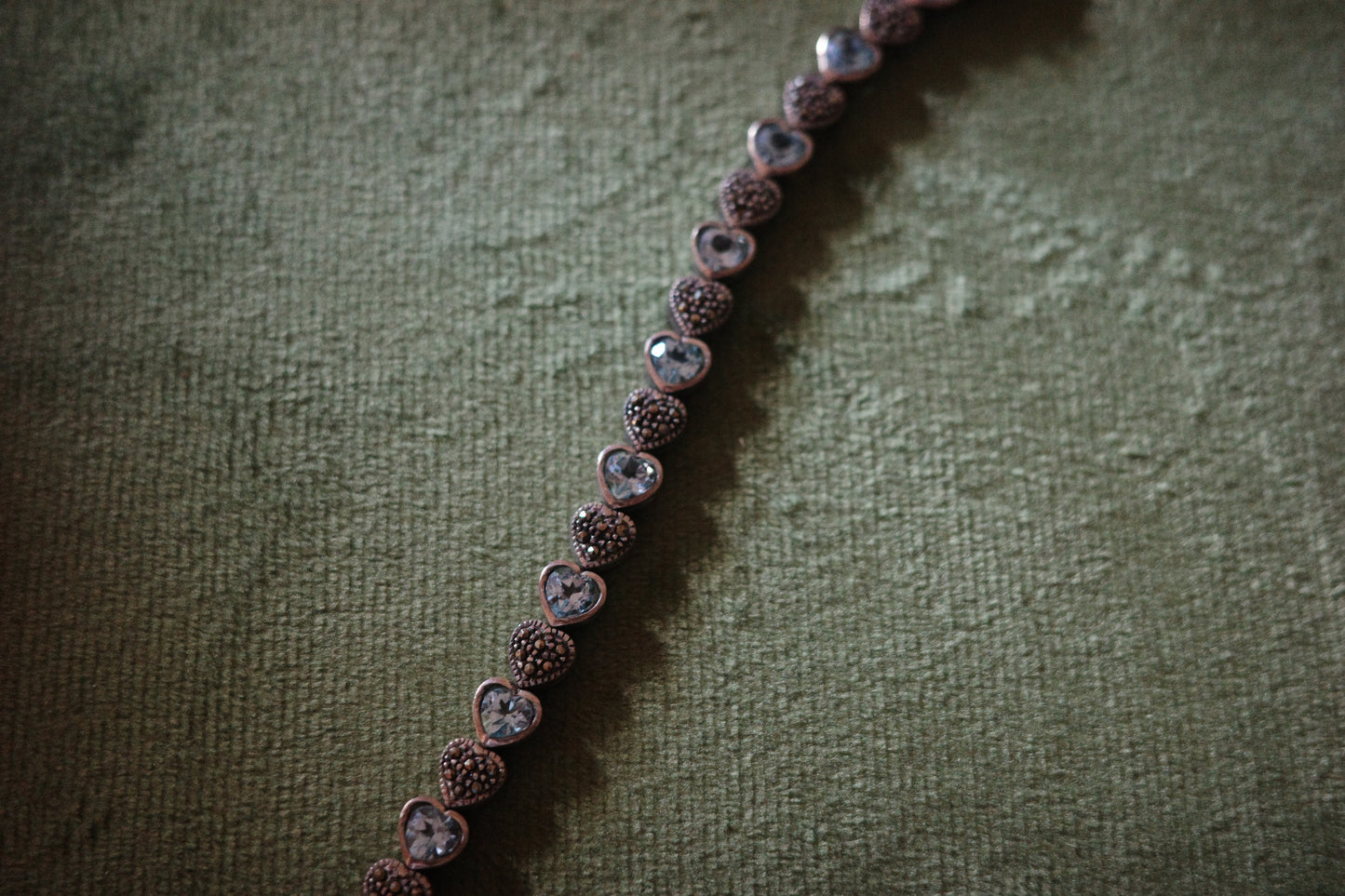 Vintage Blue Topaz Heart Bracelet in Sterling Silver -found by moonlight