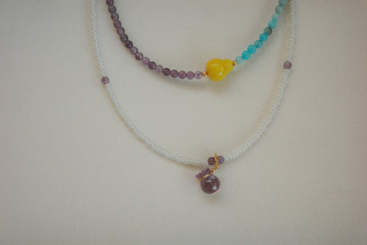 Her Light, My Spirit – Limited Mother’s Day Gift | Handmade Amethyst Turquoise Duo Necklace - Minmin handmade