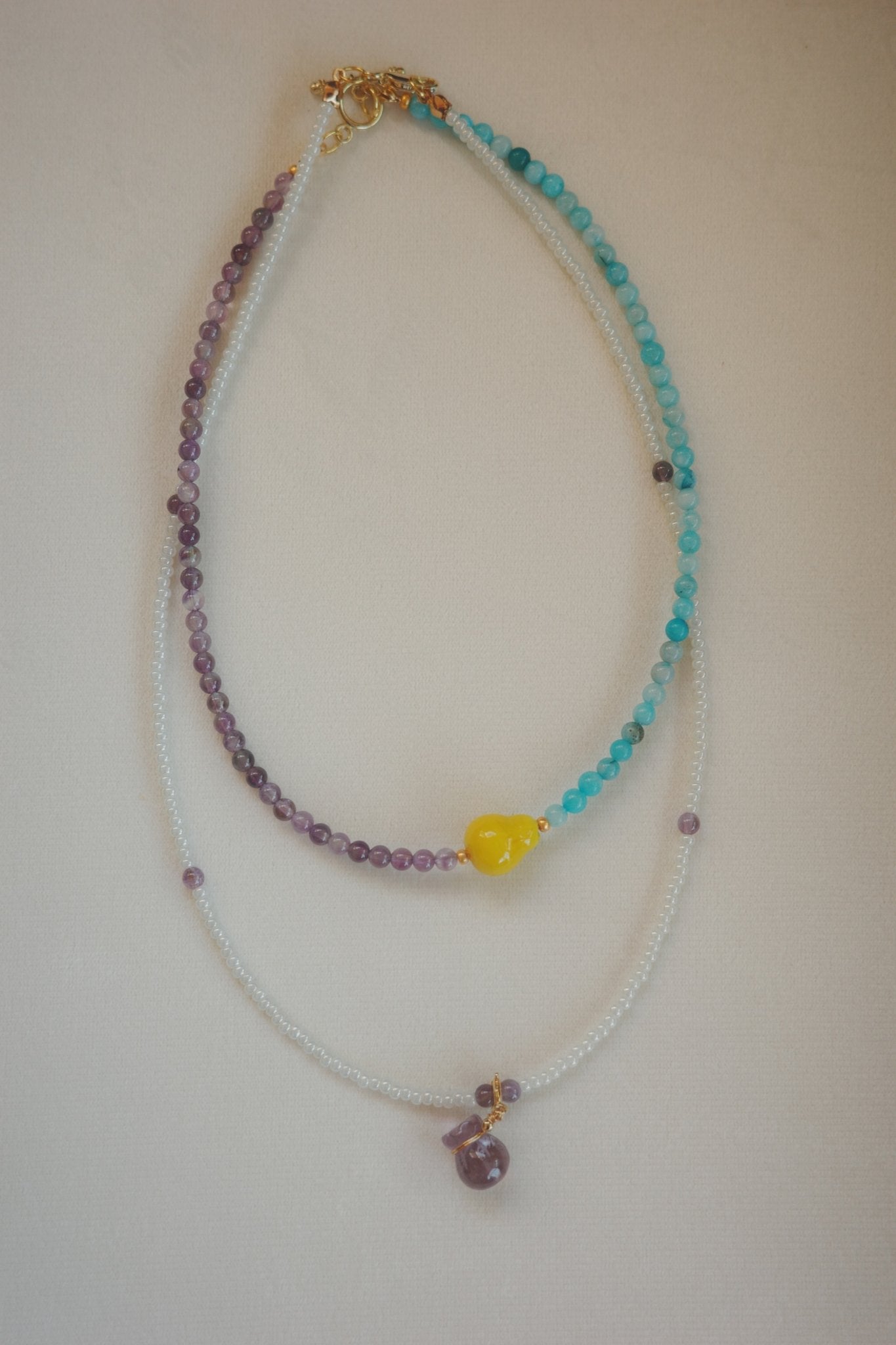 Her Light, My Spirit – Limited Mother’s Day Gift | Handmade Amethyst Turquoise Duo Necklace - Minmin handmade