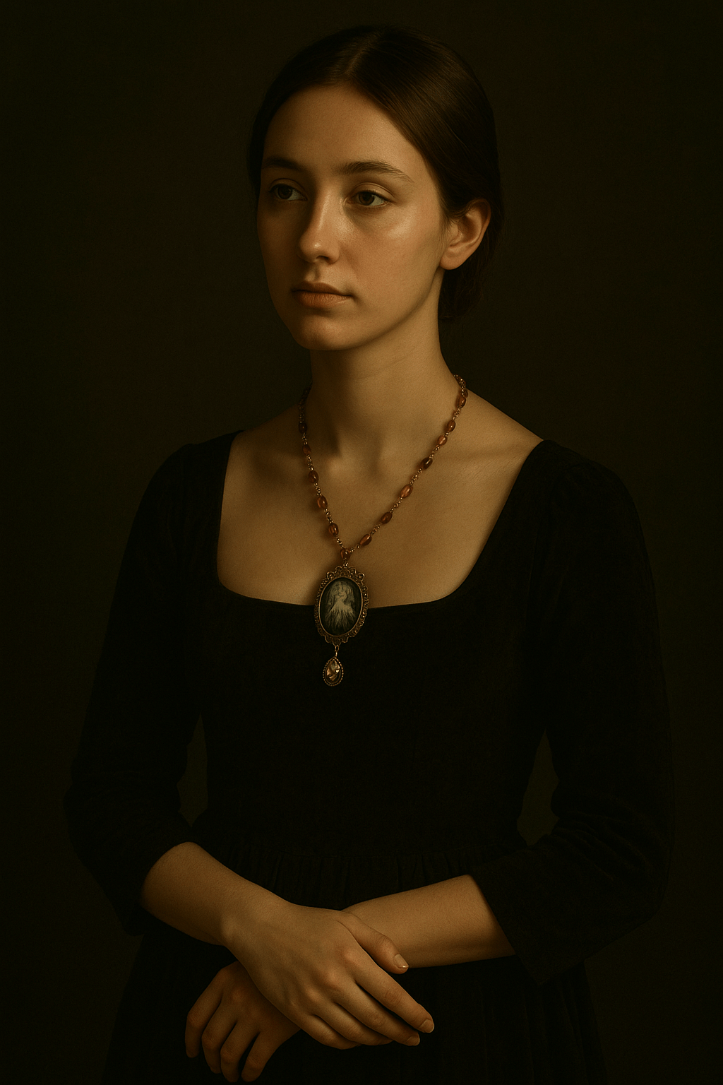 The Veil and the Flame – Handmade Cameo Necklace - Minmin handmade