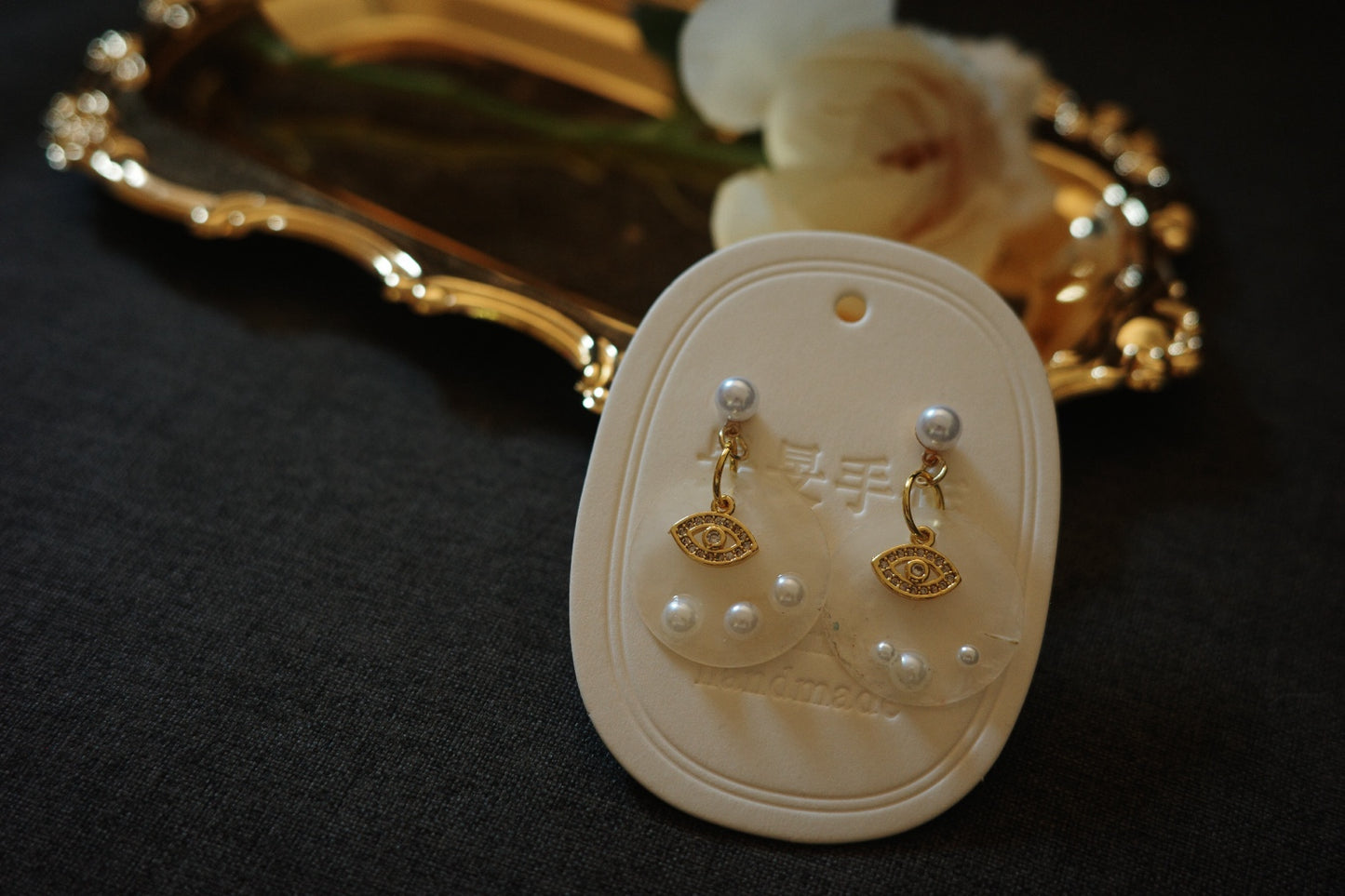 handmade evil eye charm earring