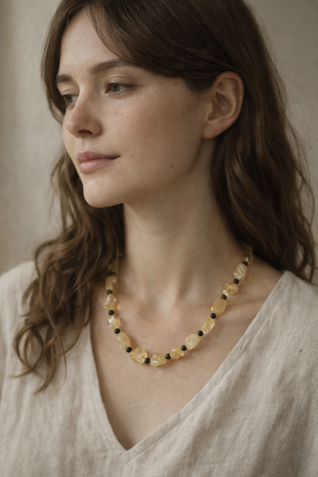 handmade Citrine & Onyx Necklace