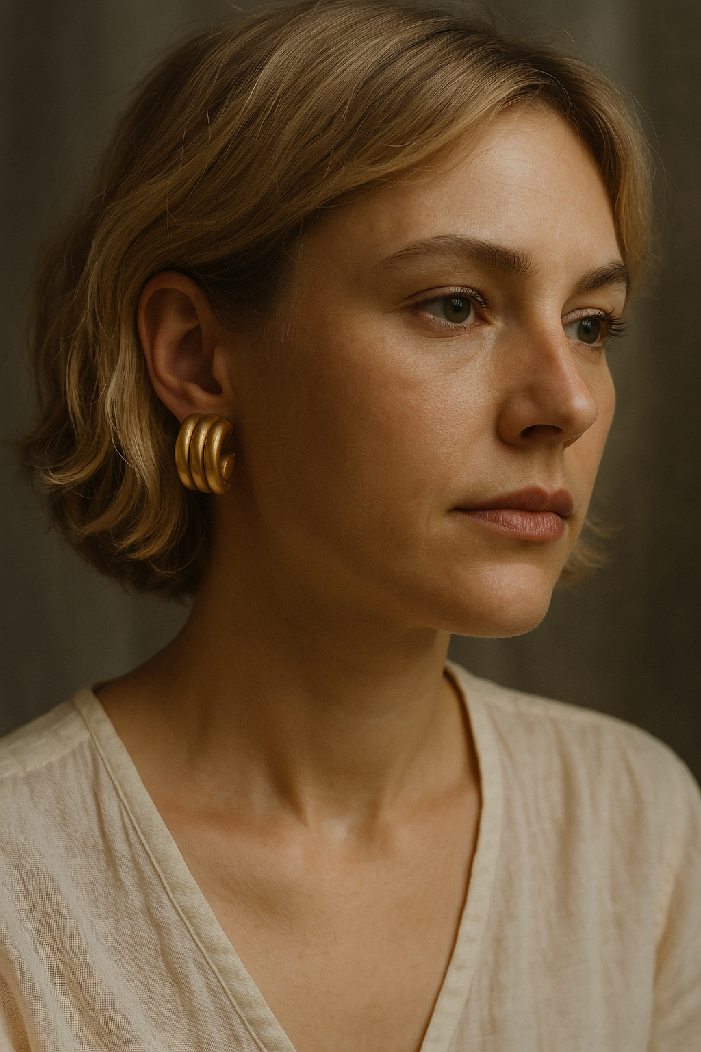 Vintage Monet Clip-On Earrings – Sculptural Gold Swirl Design