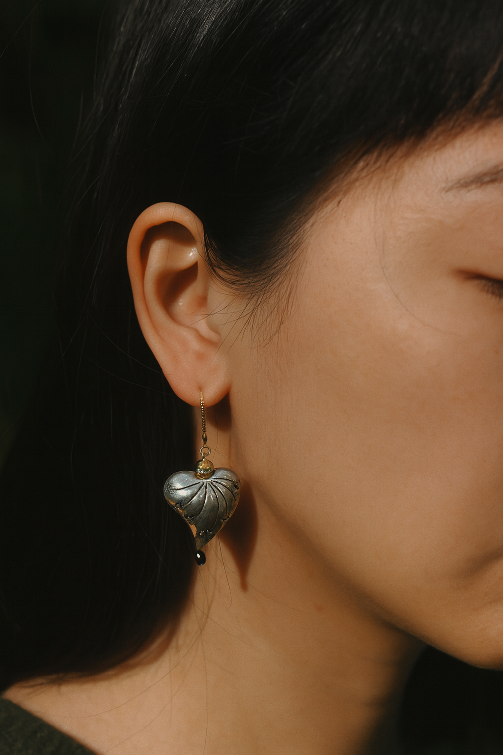 Silver Heart Bloom Earrings