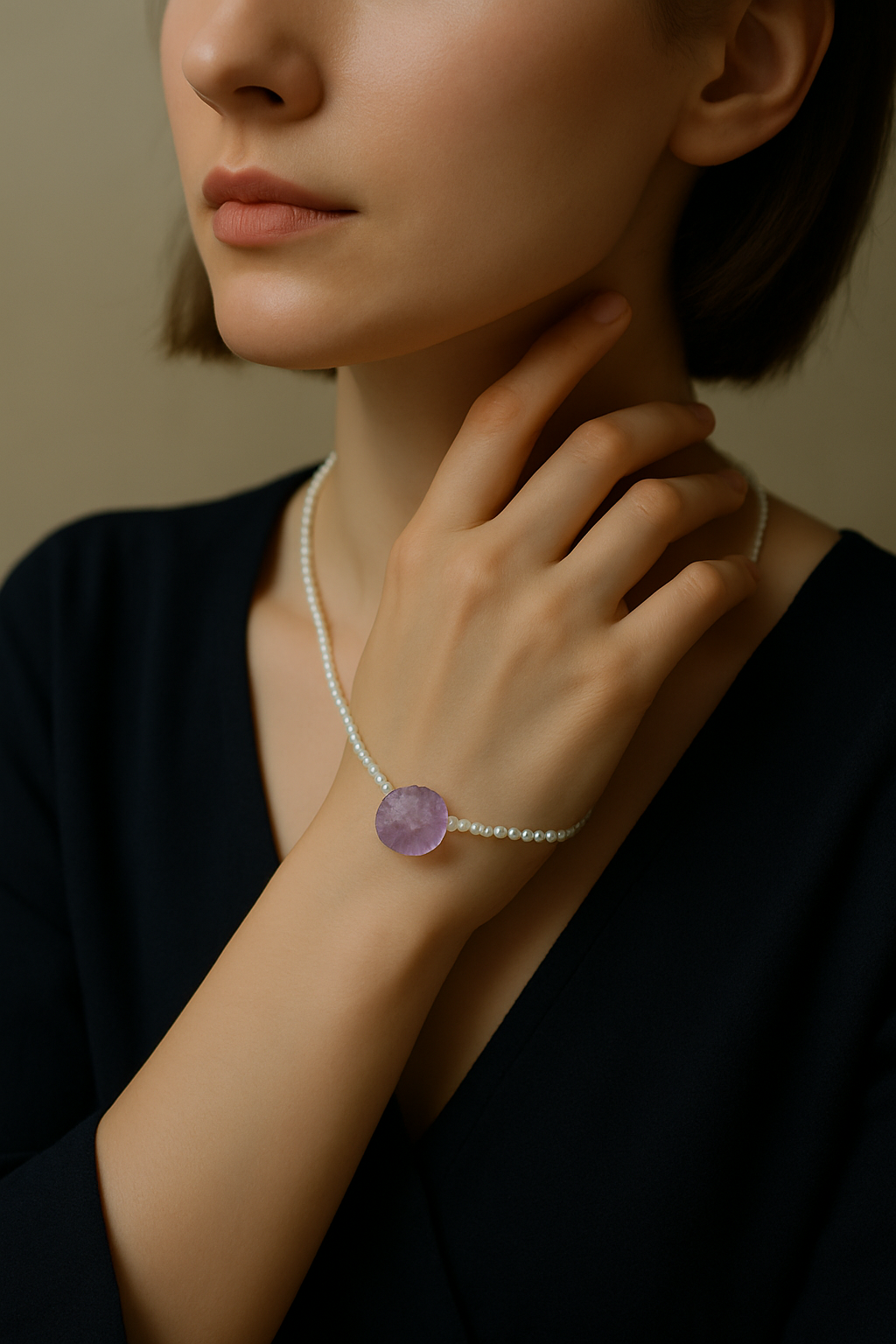 Last of the Light- Freshwater Pearl & Raw Crystal Necklace | Handmade Jewelry