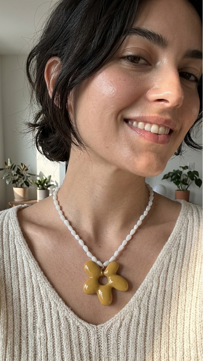  sea shell beads with flower necklace