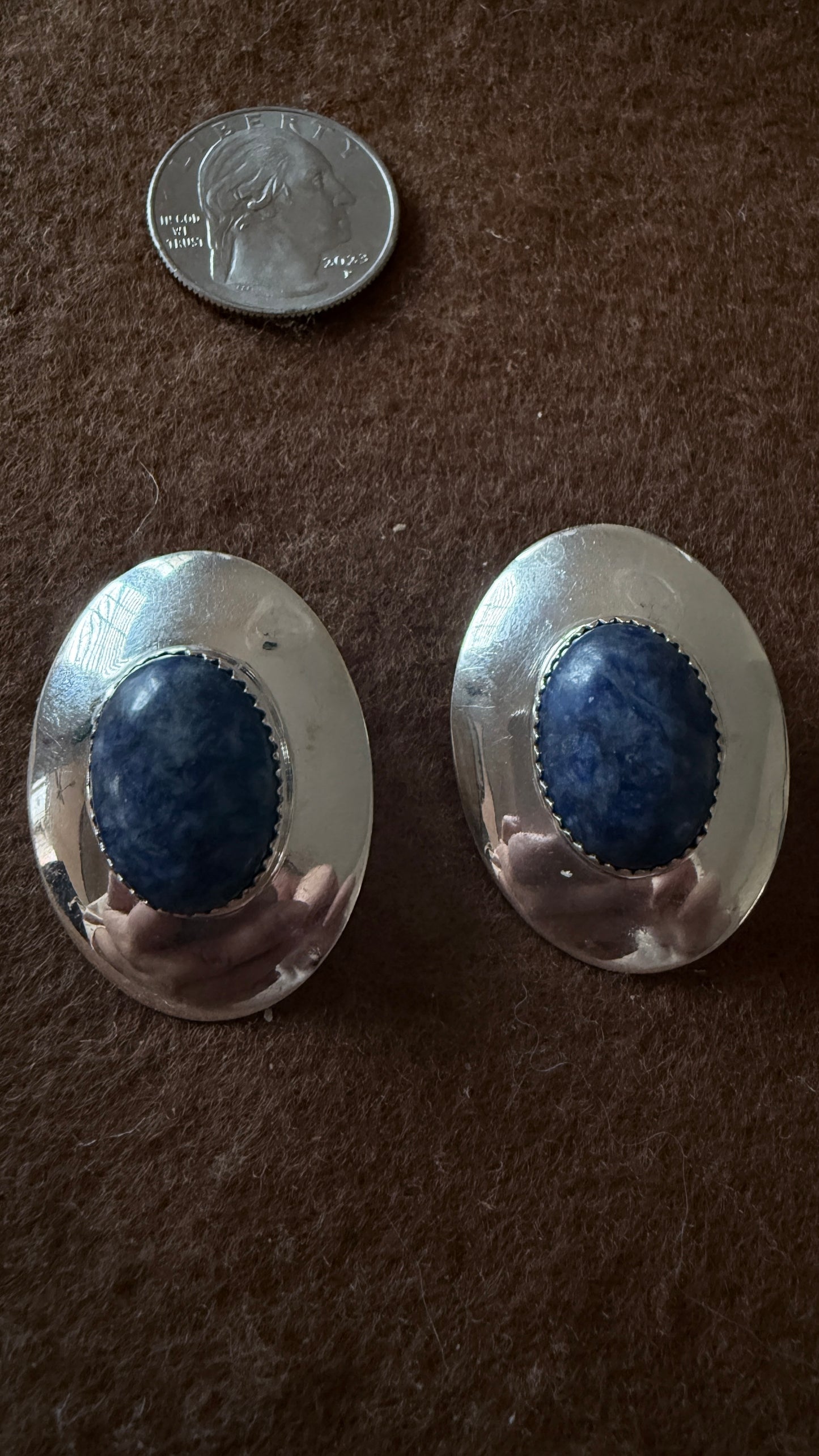 vintage sterling silver lapis lazuli earring