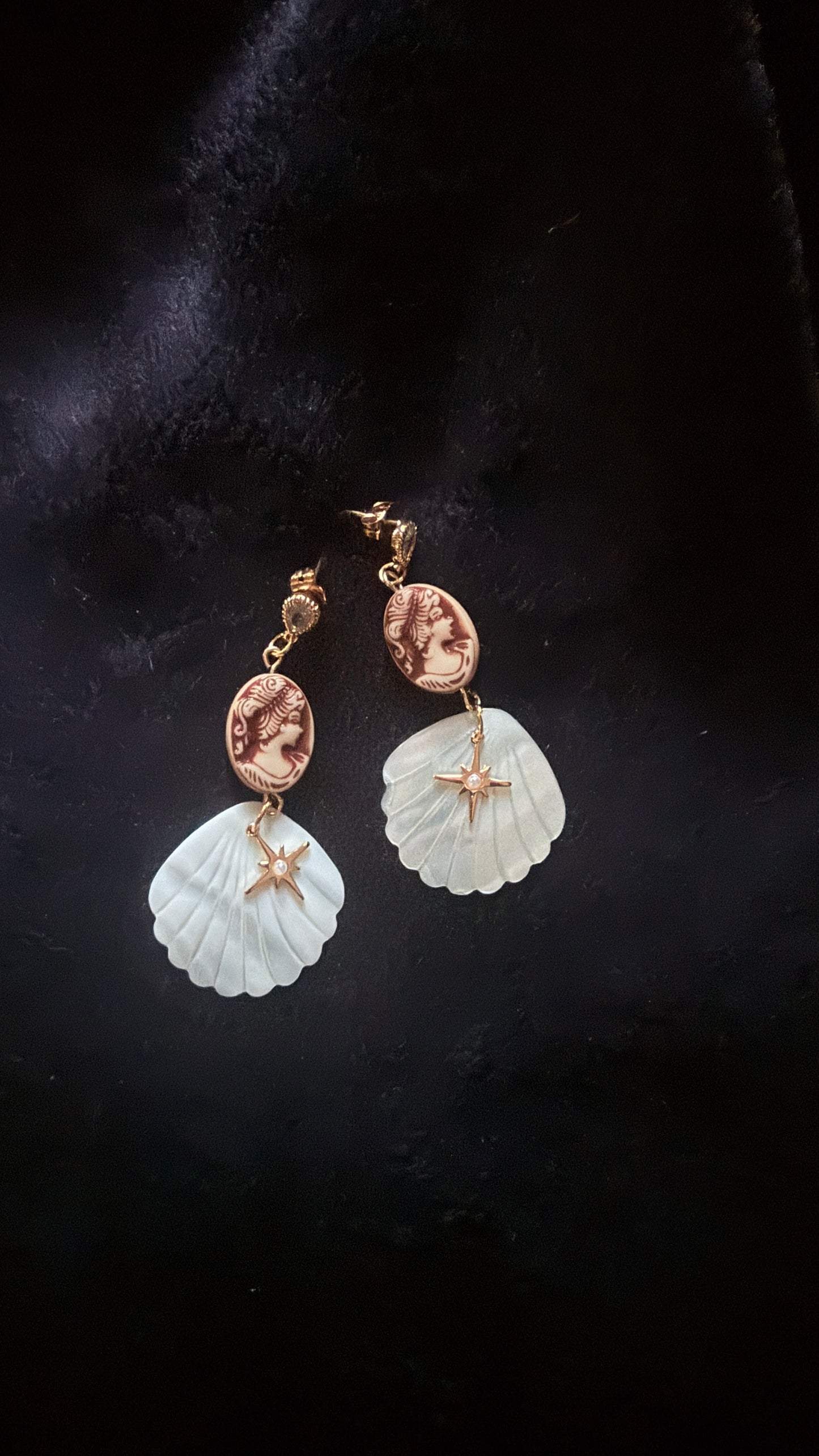 Sea Muse  | Cameo & Mother-of-Pearl Shell Earrings