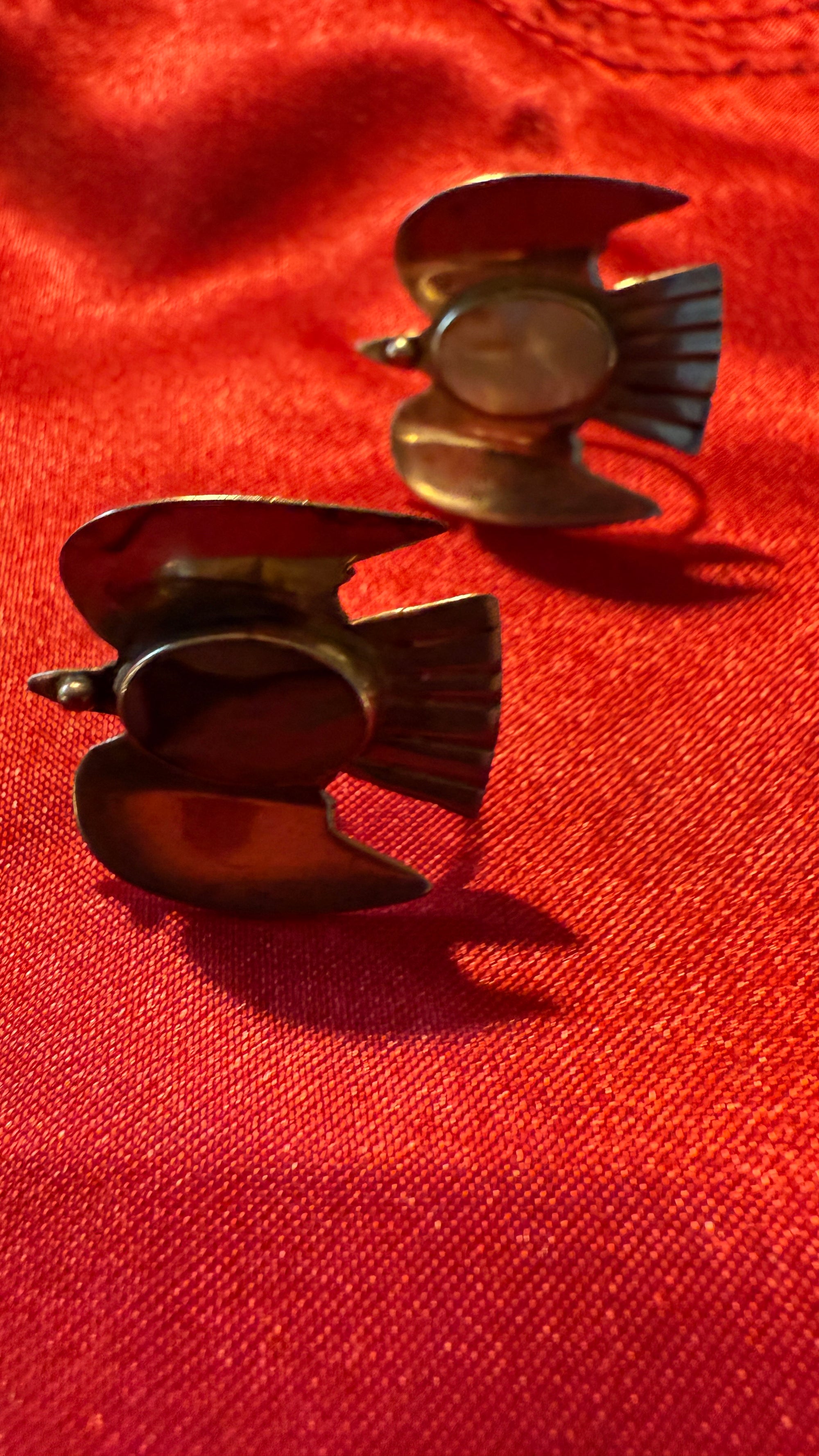 Luz del Alba-Vintage Mexican Sterling Silver Dove Earrings with Abalone Inlay