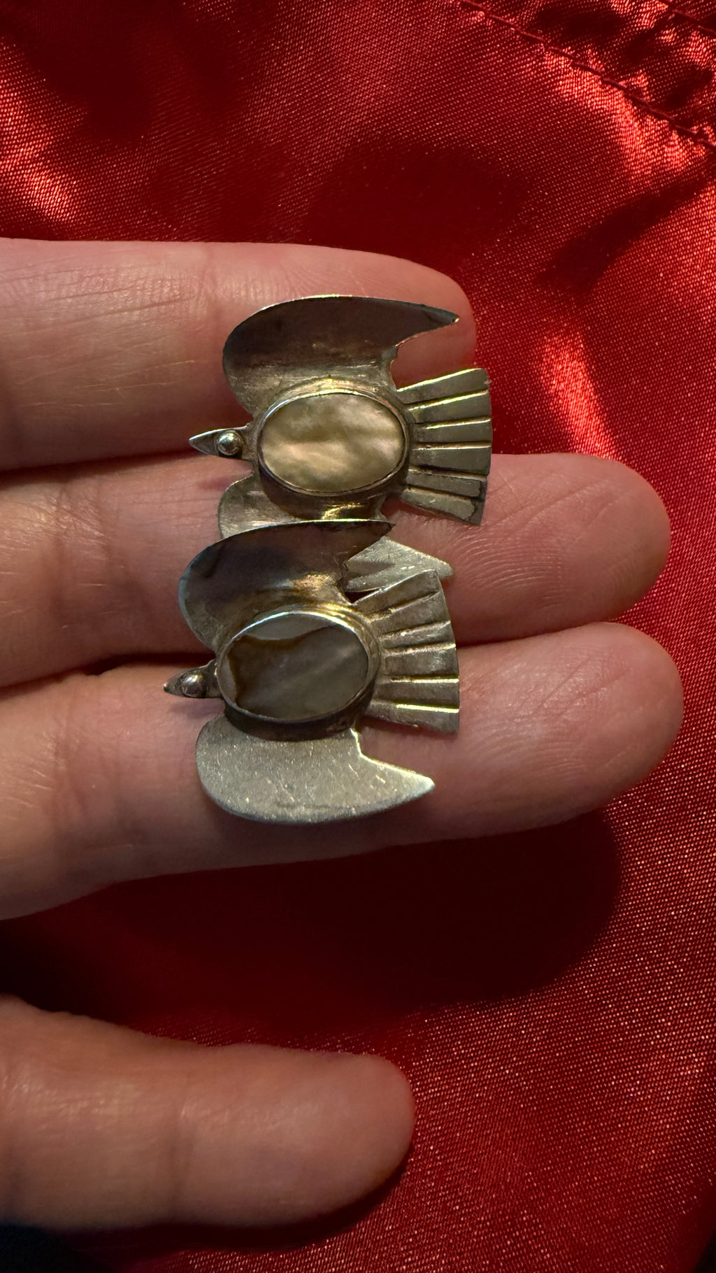 Luz del Alba-Vintage Mexican Sterling Silver Dove Earrings with Abalone Inlay