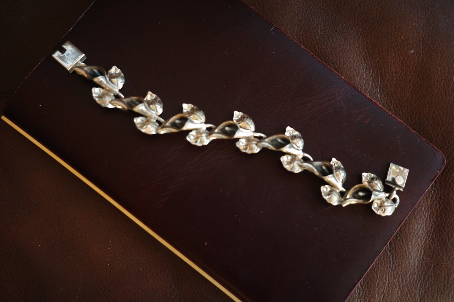 Vintage Taxco Sterling Silver Calla Lily Bracelet 