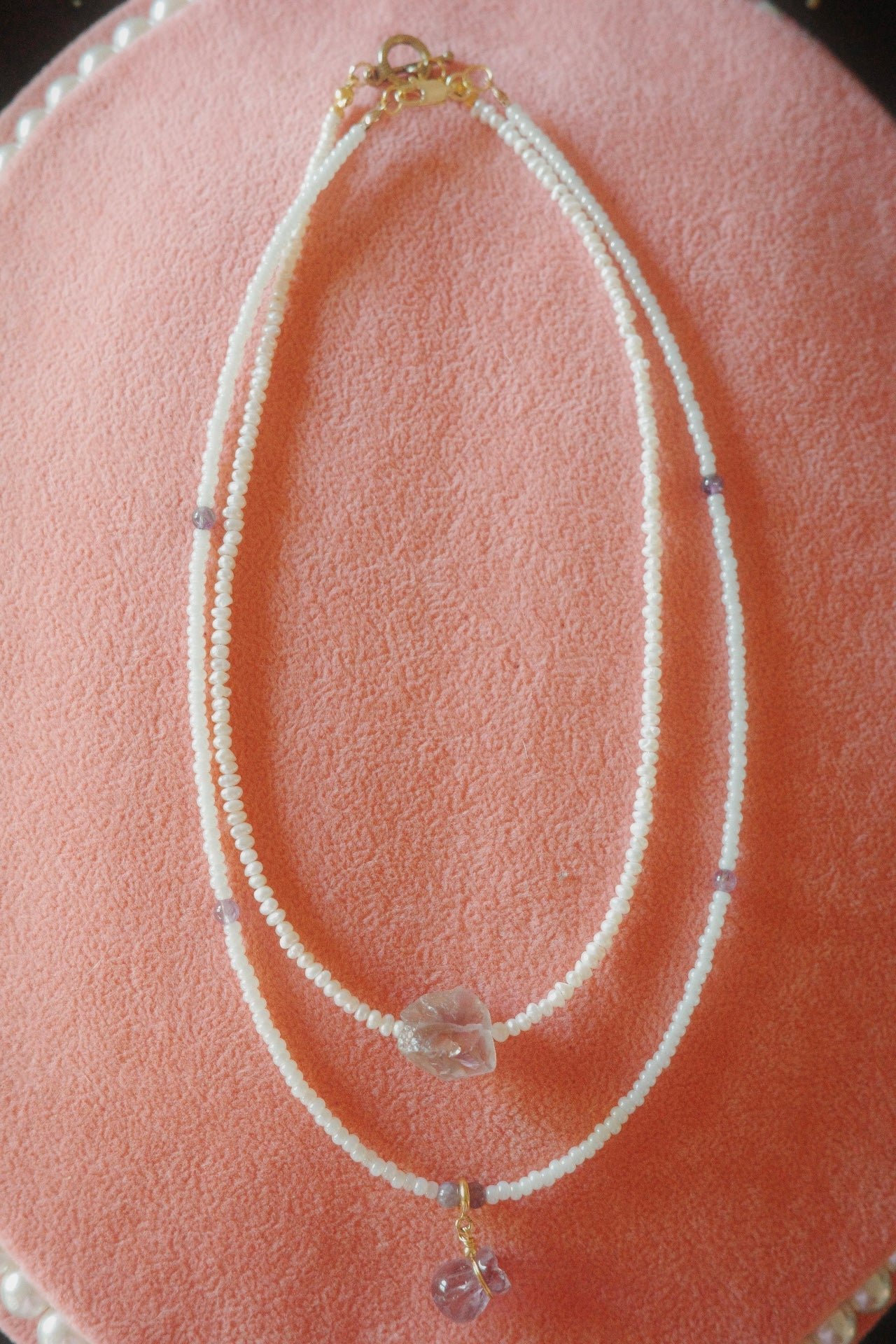 Last of the Light- Freshwater Pearl & Raw Crystal Necklace | Handmade Jewelry