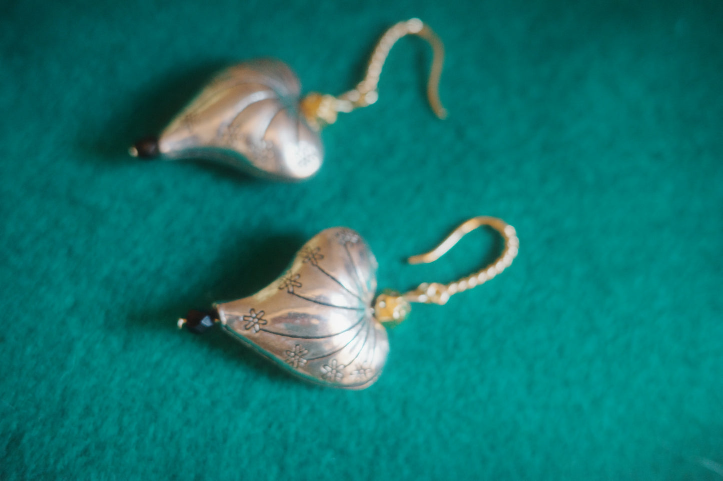 Silver Heart Bloom Earrings