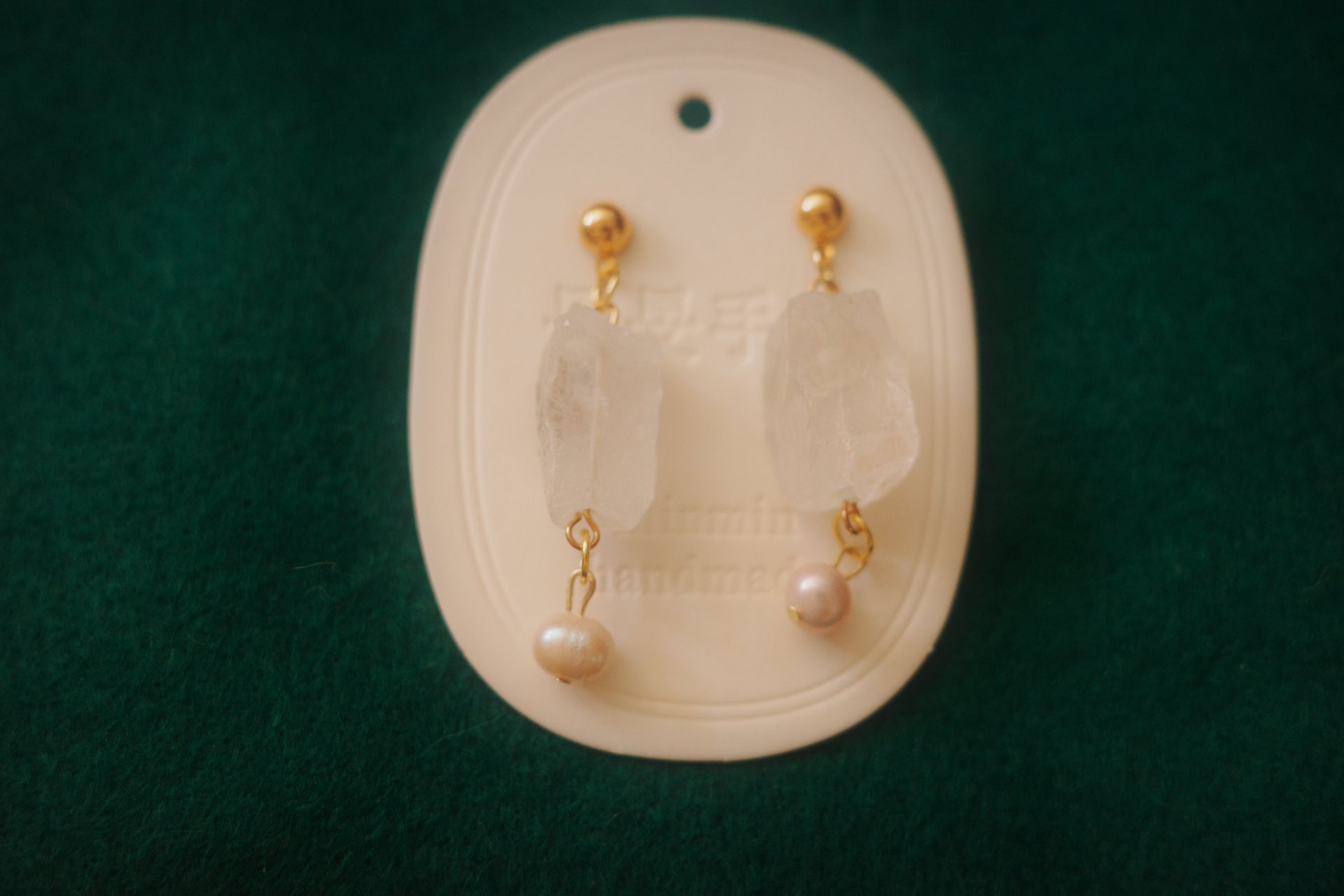 clear quartz and pearl earrings