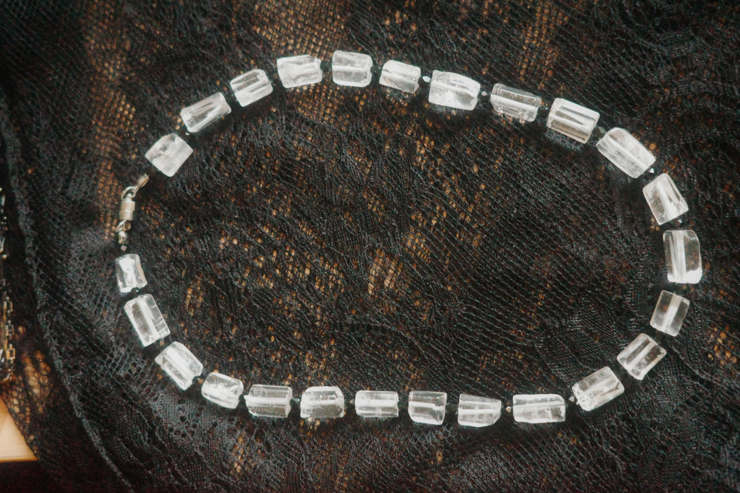 Silent Light – Clear Crystal & Black Spinel Handmade Necklace | The Hermit Collection