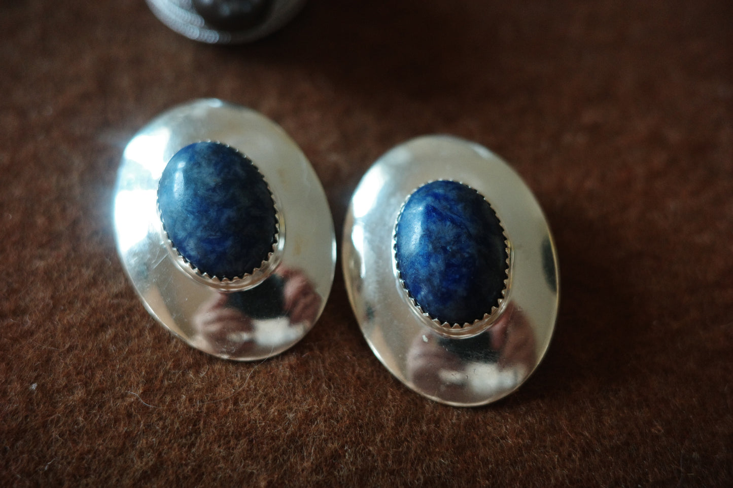 vintage sterling silver lapis lazuli earring