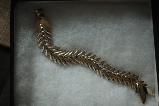 taxco sterling silver fishbone bracelet