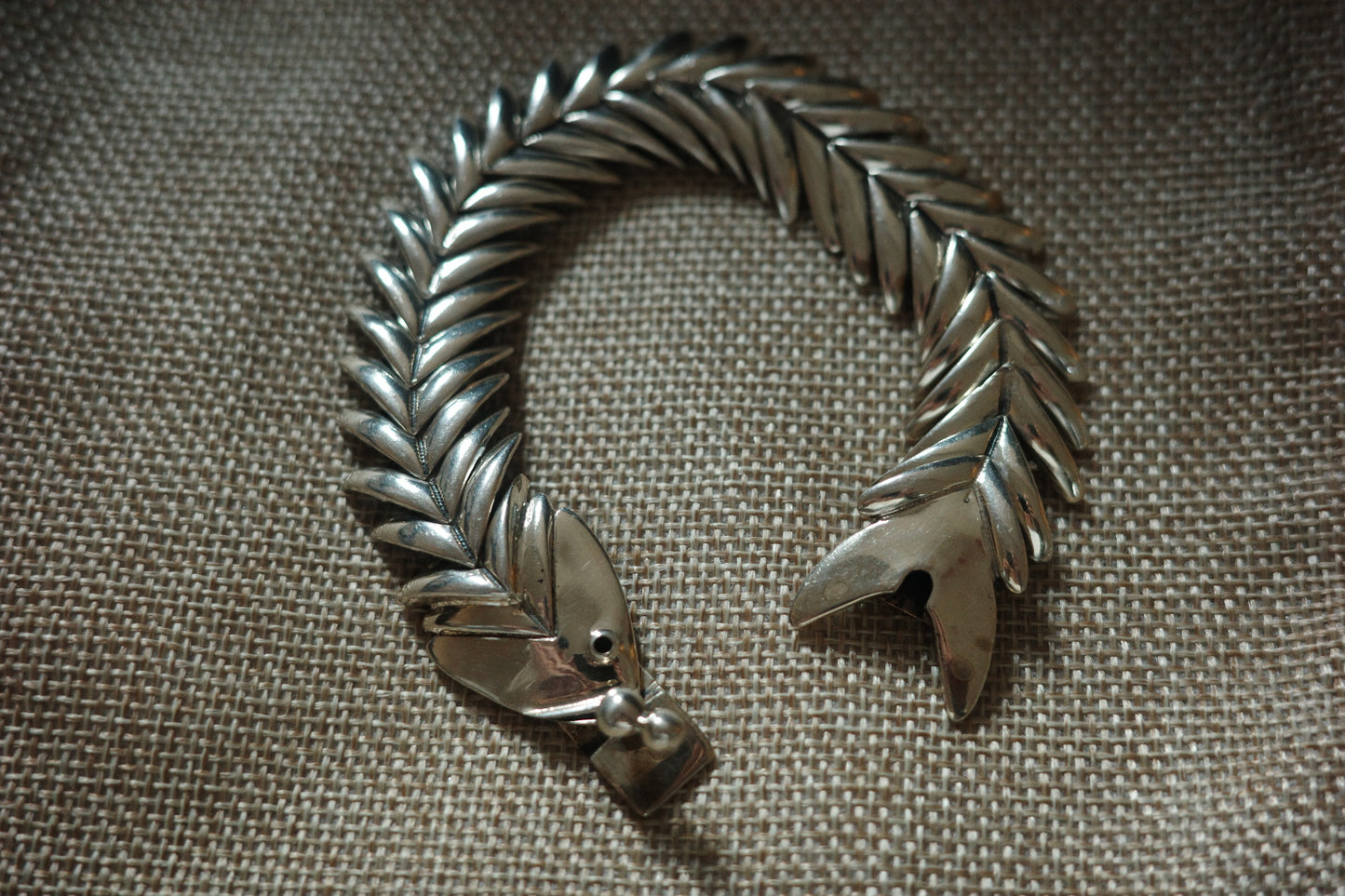taxco sterling silver fishbone bracelet