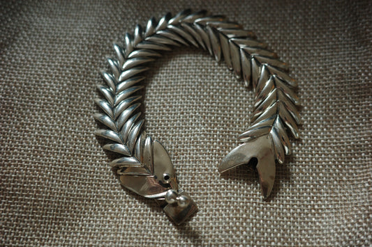 taxco sterling silver fishbone bracelet