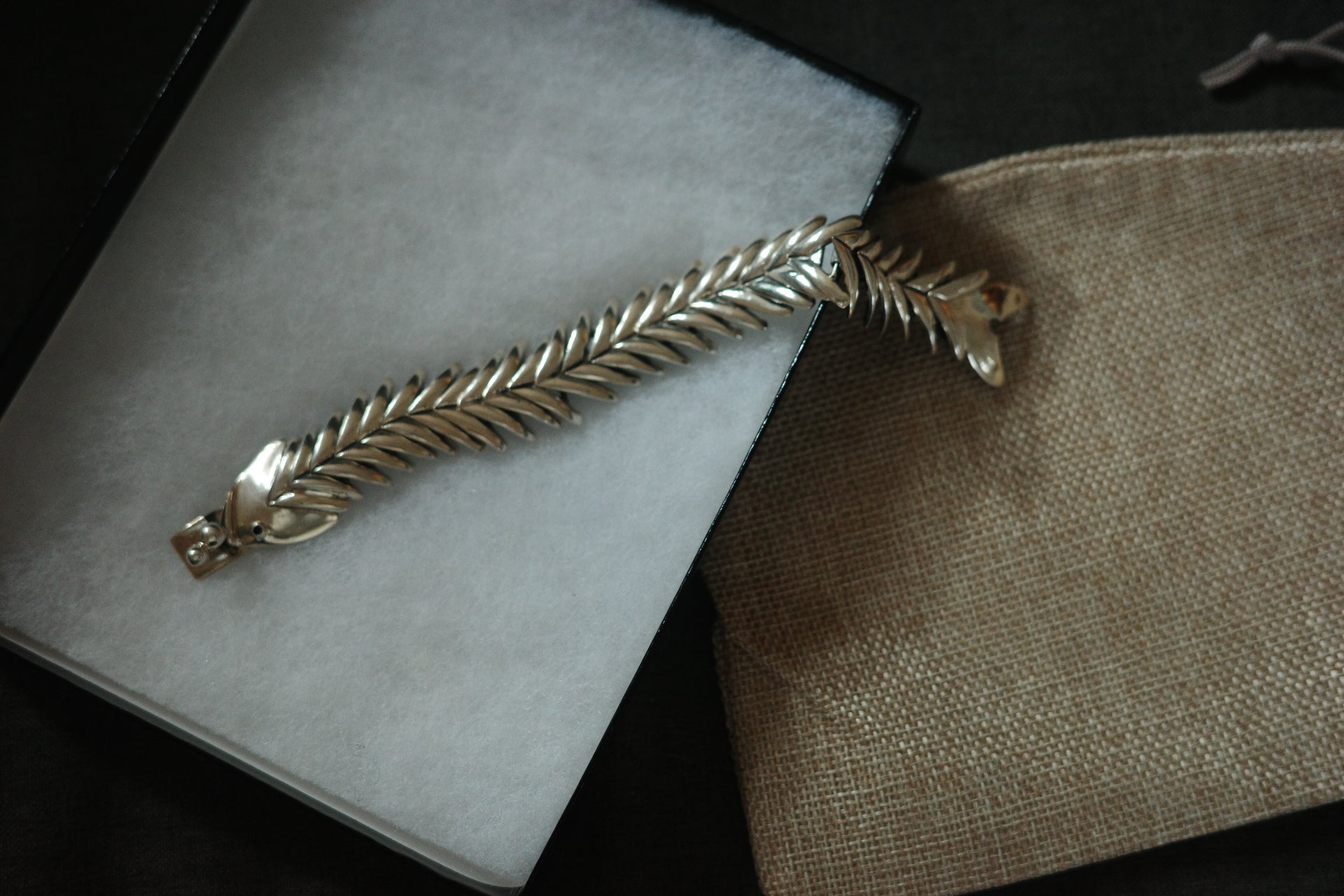 taxco sterling silver fishbone bracelet