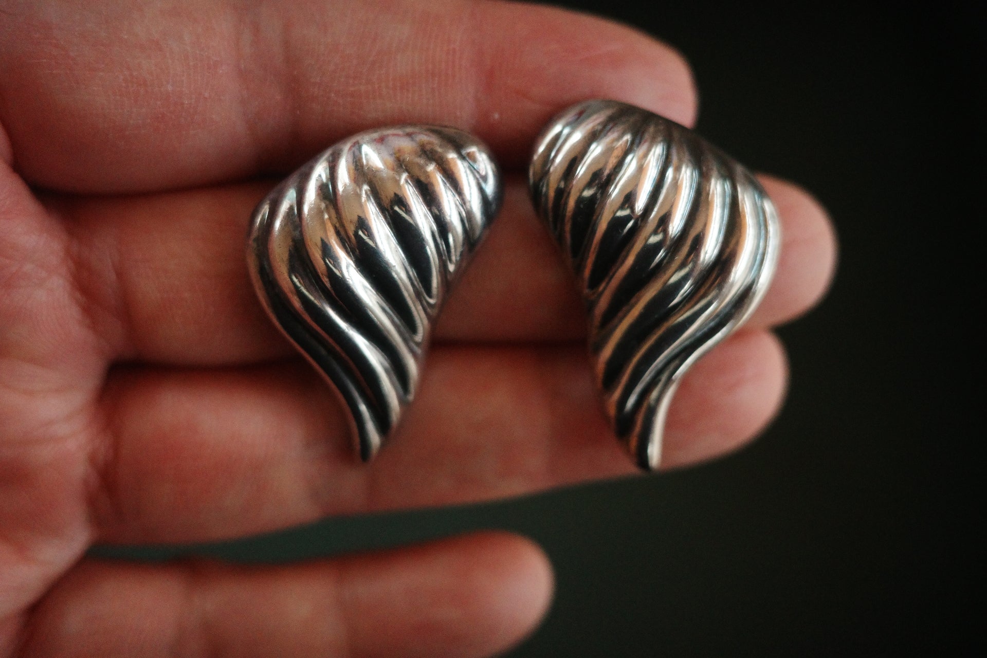 Vintage Mexican Sterling Silver Wing Stud Earrings