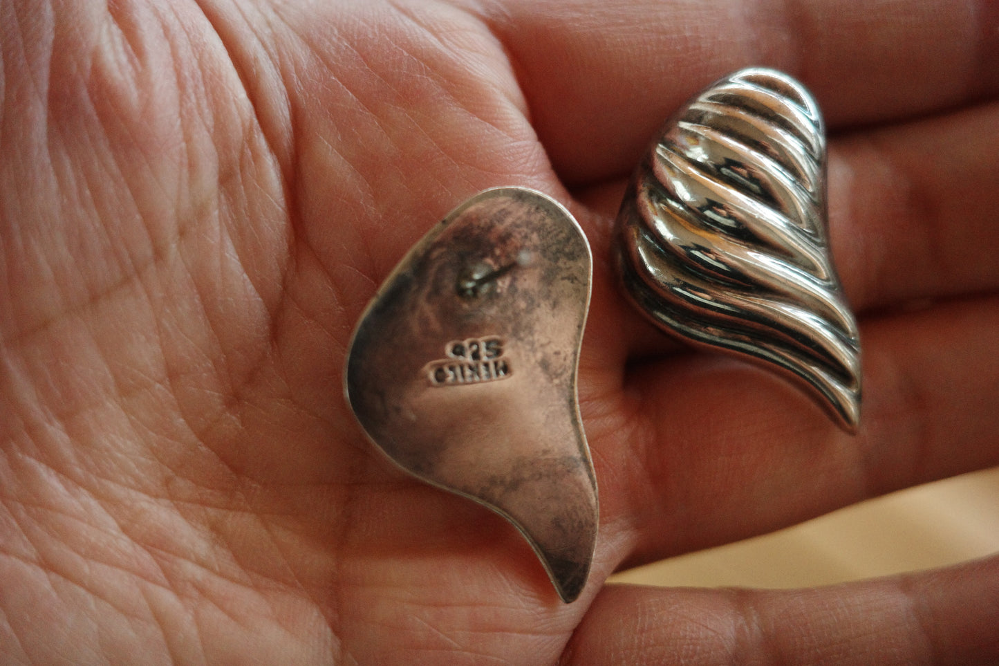 Vintage Mexican Sterling Silver Wing Stud Earrings