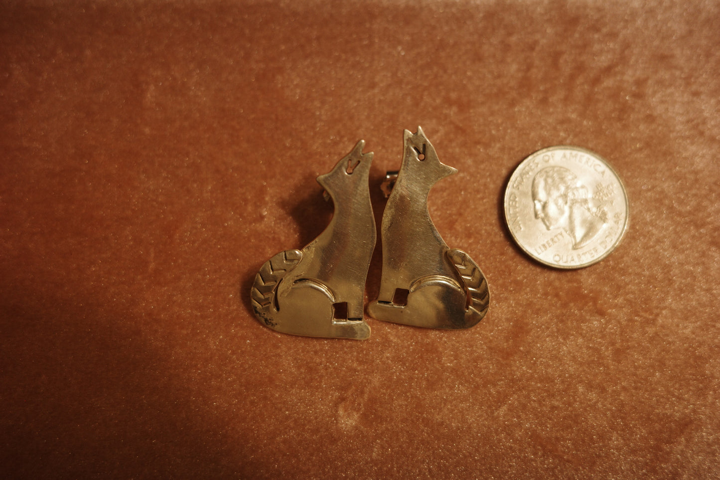 925 Vintage Taxco howling coyote  Earrings