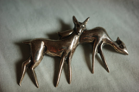 Vintage Taxco Sterling Silver Deer Brooch – Mexican Animal Pin