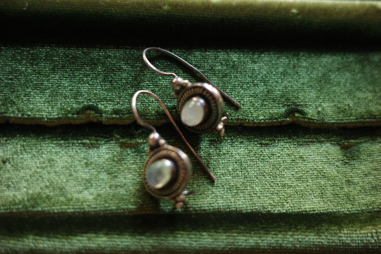 Moonstone Earrings  Sterling Silve