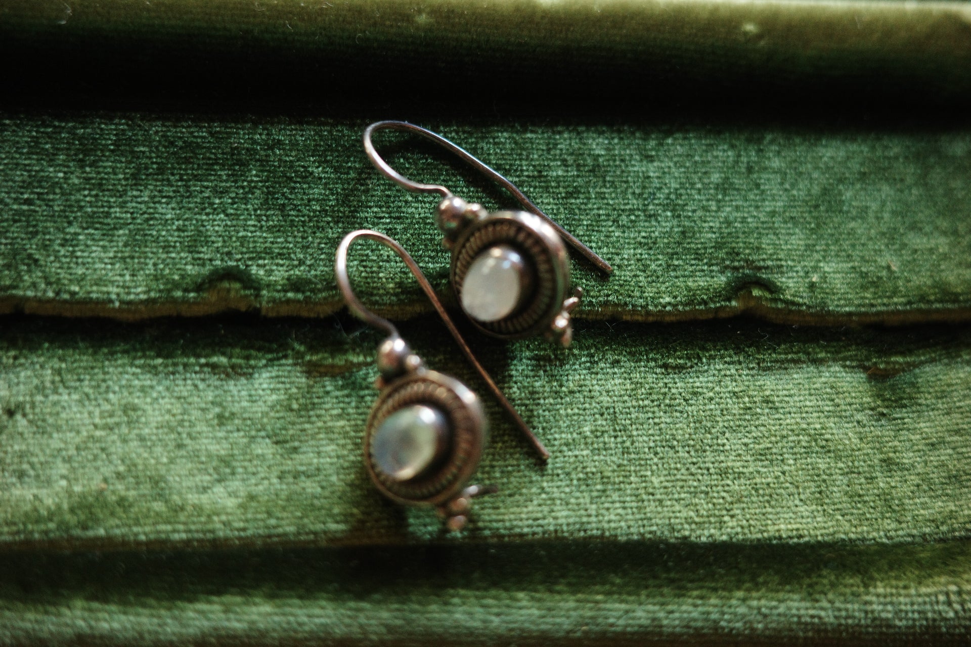 Moonstone Earrings  Sterling Silve