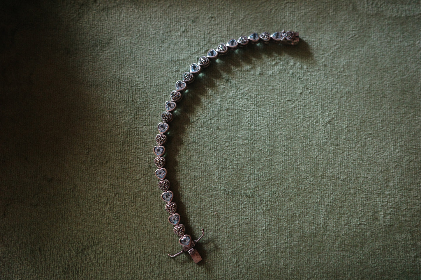 Vintage Blue Topaz Heart Bracelet in Sterling Silver - found by moonlight
