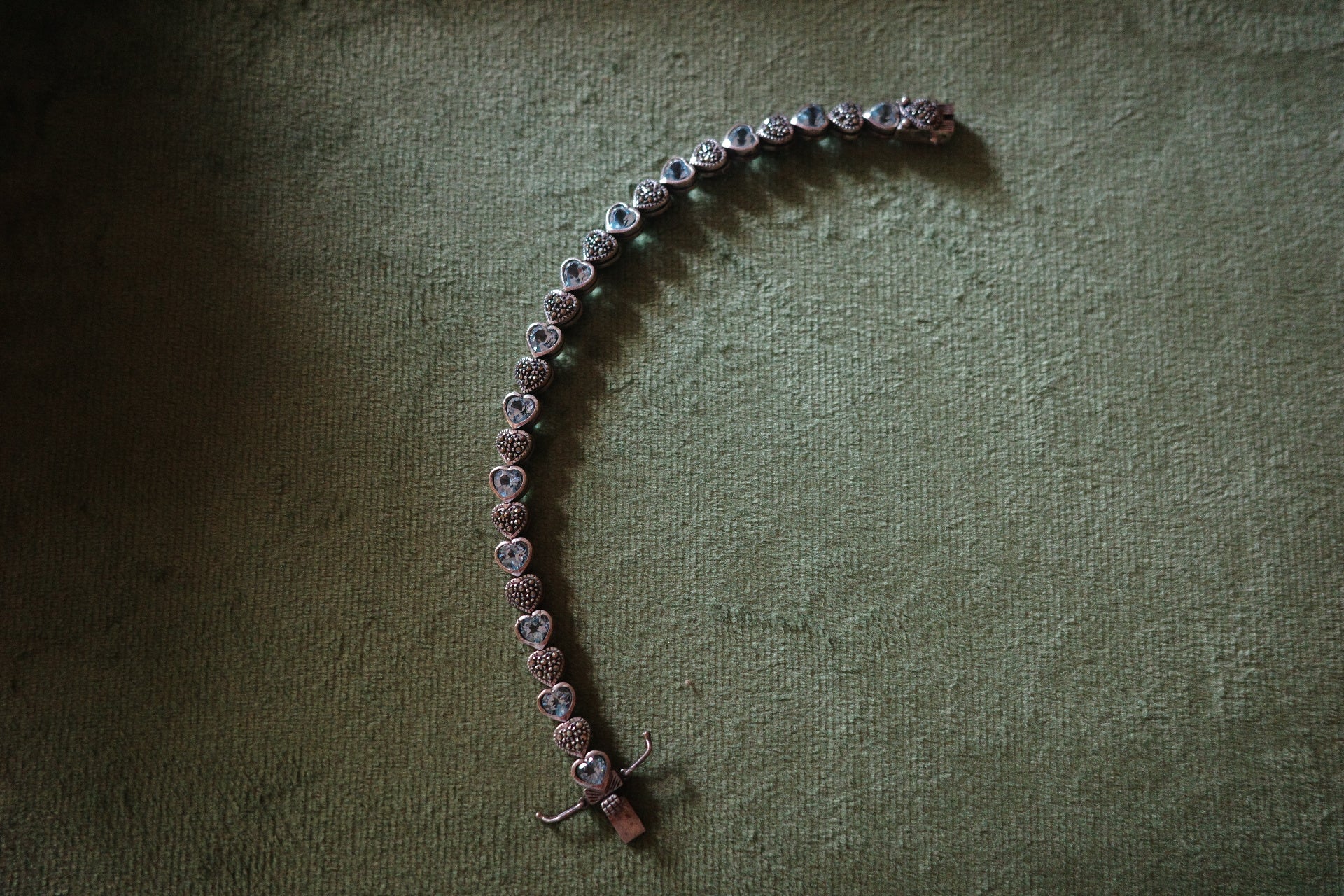 Vintage Blue Topaz Heart Bracelet in Sterling Silver - found by moonlight