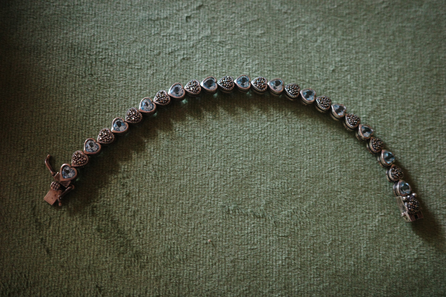 Blue Topaz Heart Bracelet in Sterling Silver-found by moonlight
