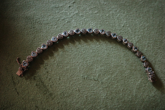 Blue Topaz Heart Bracelet in Sterling Silver-found by moonlight