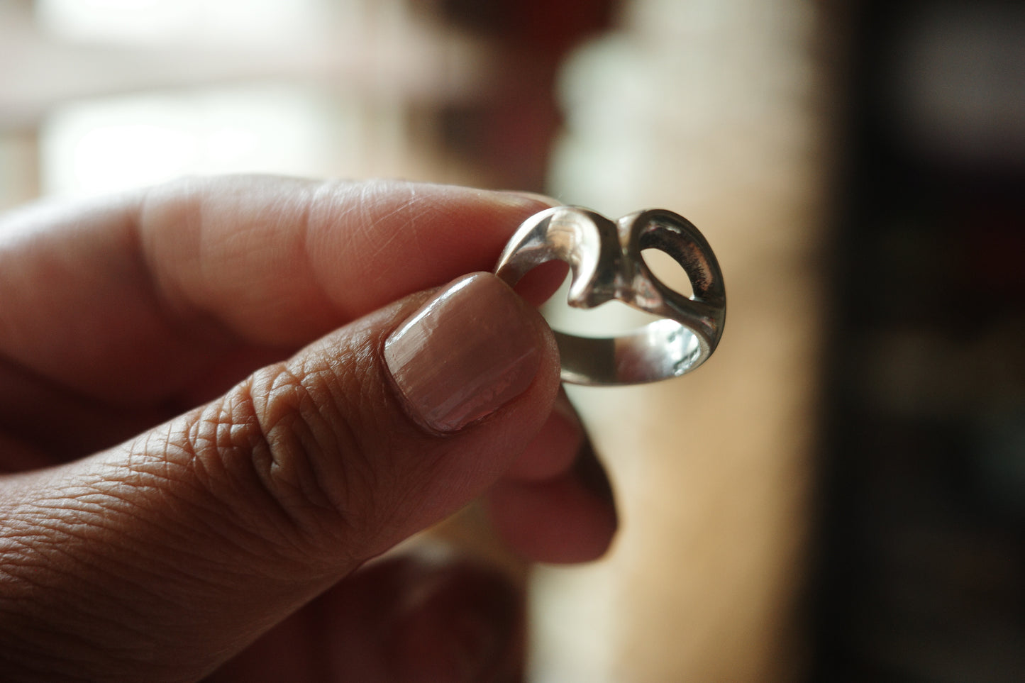 Vintage Modernist Coin Silver Sculptural Ring | 900 Silver Tested | Size 8 | Mid Century Inspired Statement Ring