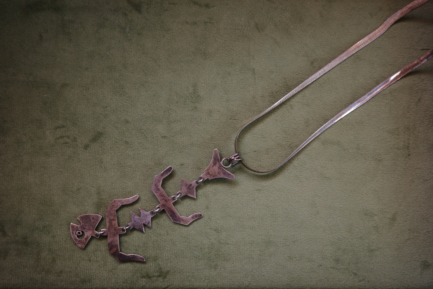 Vintage Taxco Sterling Silver Fish Skeleton Necklace