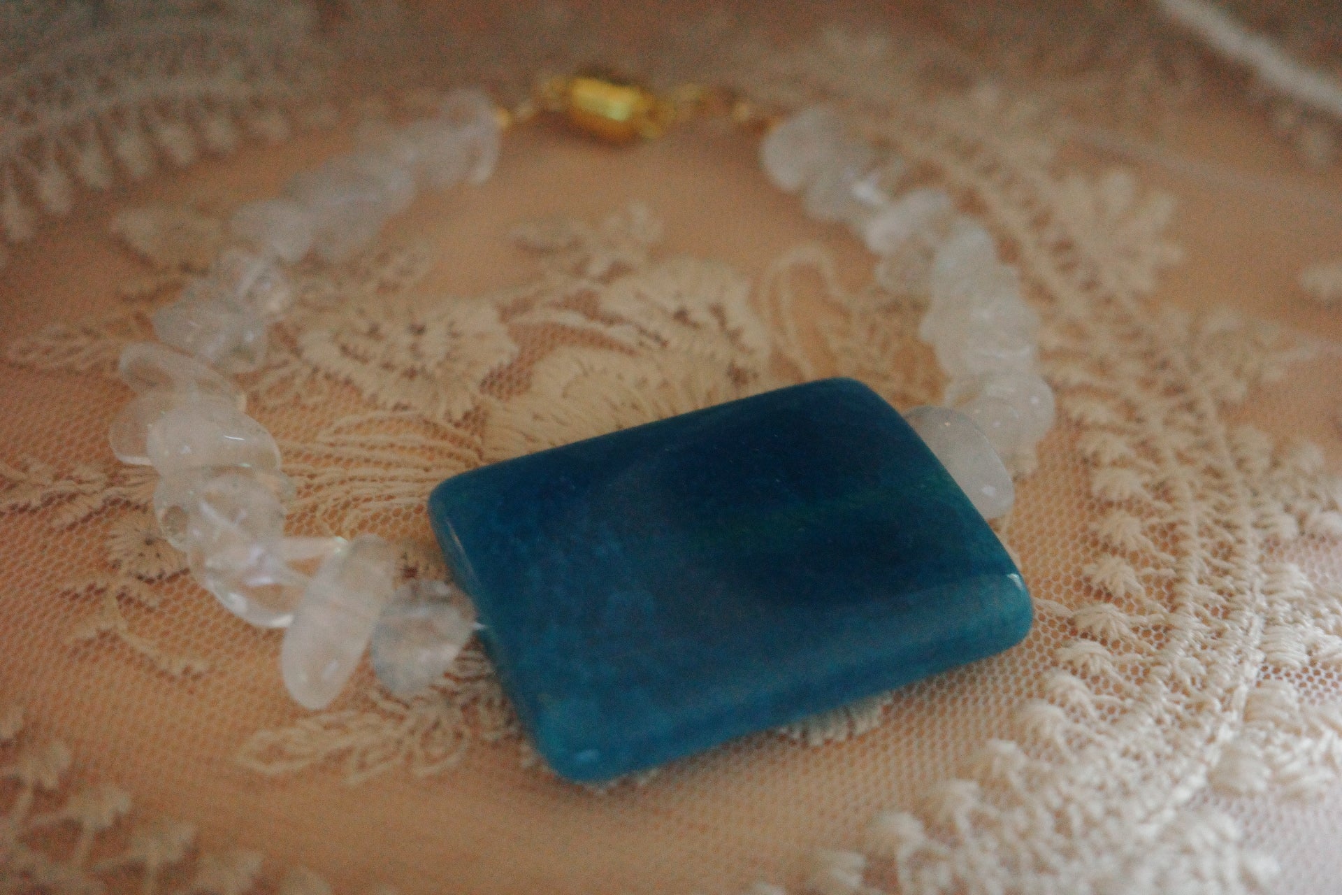 Blue Whisper Bracelet – Agate & Quartz Handmade Jewelry - Minmin handmade