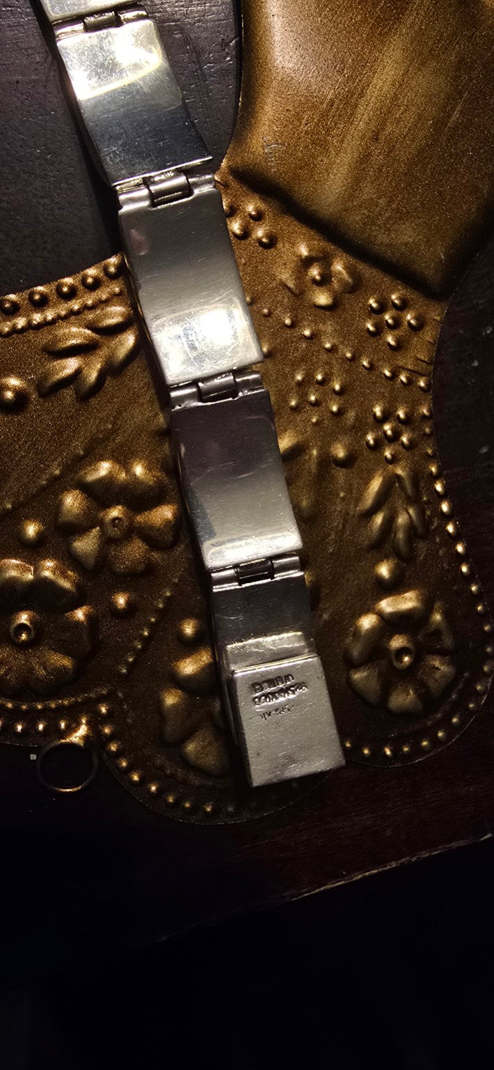 Vintage Taxco Sterling Silver Bracelet with Red Jasper Inlay