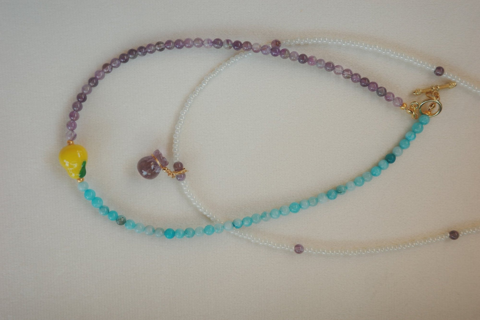 Her Light, My Spirit – Limited Mother’s Day Gift | Handmade Amethyst Turquoise Duo Necklace - Minmin handmade