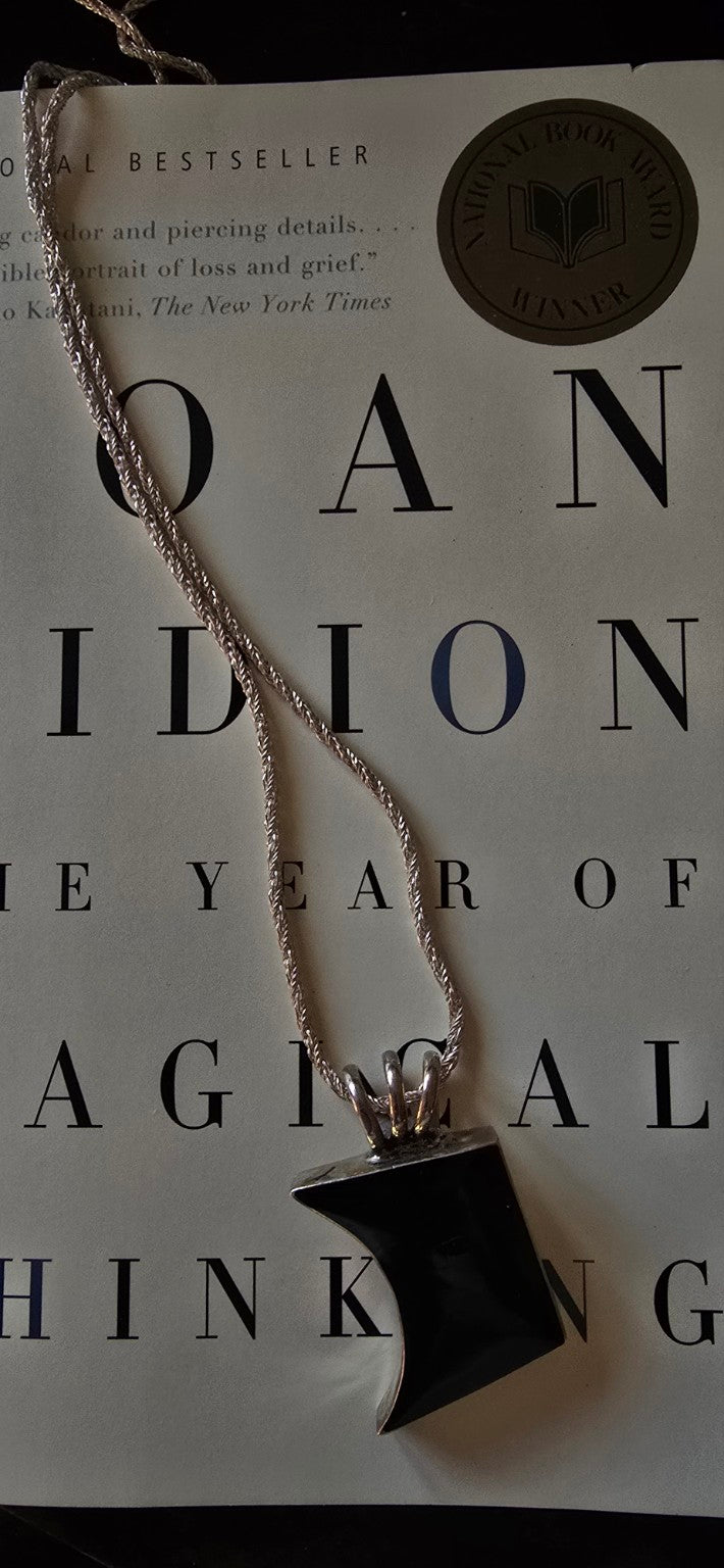 Vintage Mexican Onyx Sterling Silver Pendant Necklace