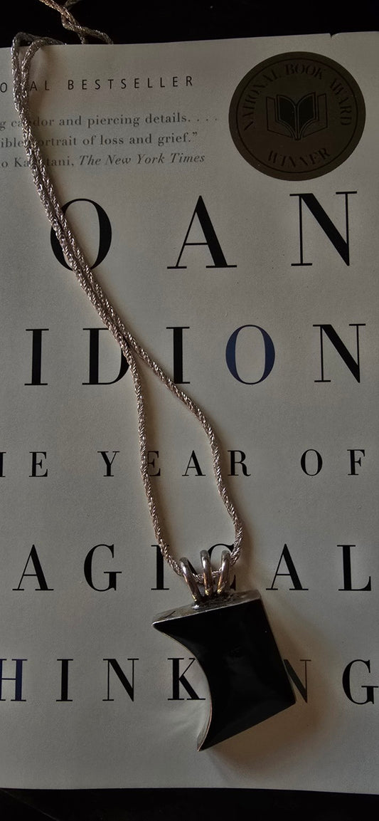 Vintage Mexican Onyx Sterling Silver Pendant Necklace