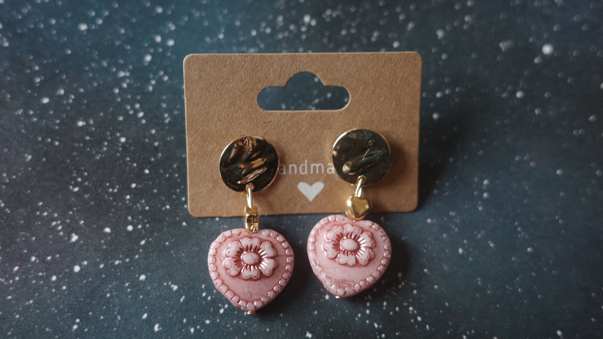 Pink Heart earrings - Minmin handmade